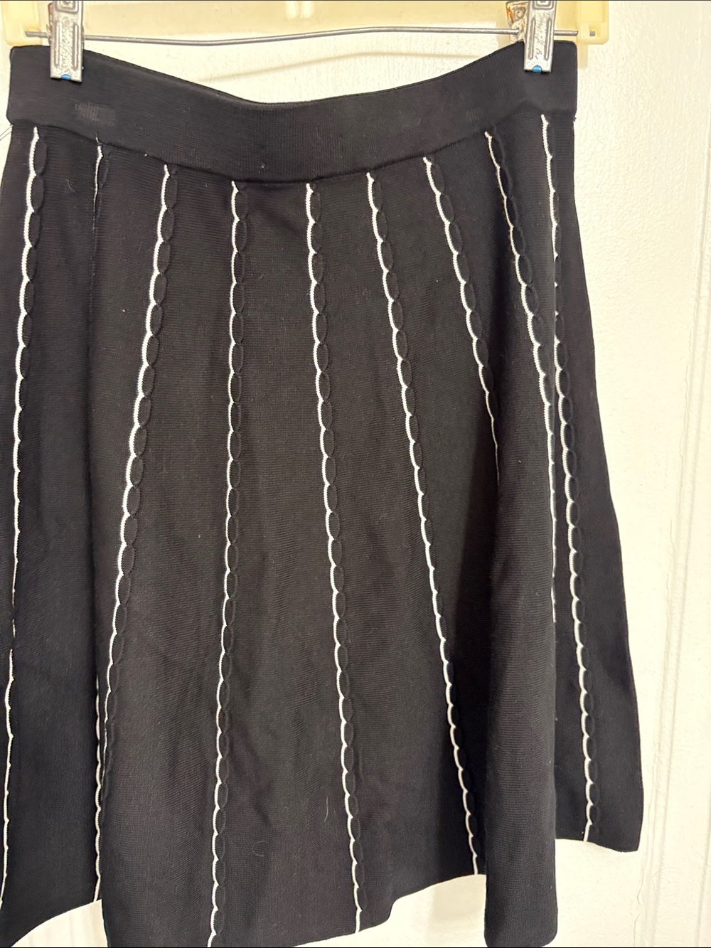 Draper James Black Skater Skirt with White Scallop Stitching